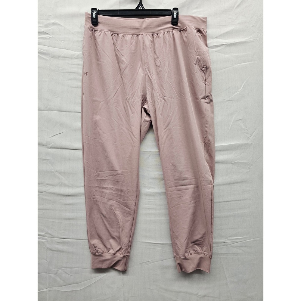 Under Armour Rival Hi Rise Woven Pant Mauve Pink 2XL Loose Jogger 1382727 NEW